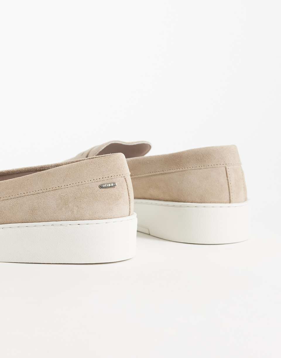 Textured suede loafers - Taupe