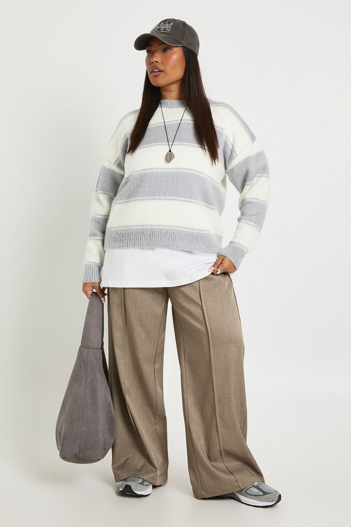 Pull rayé chiné oversize - Grande taille