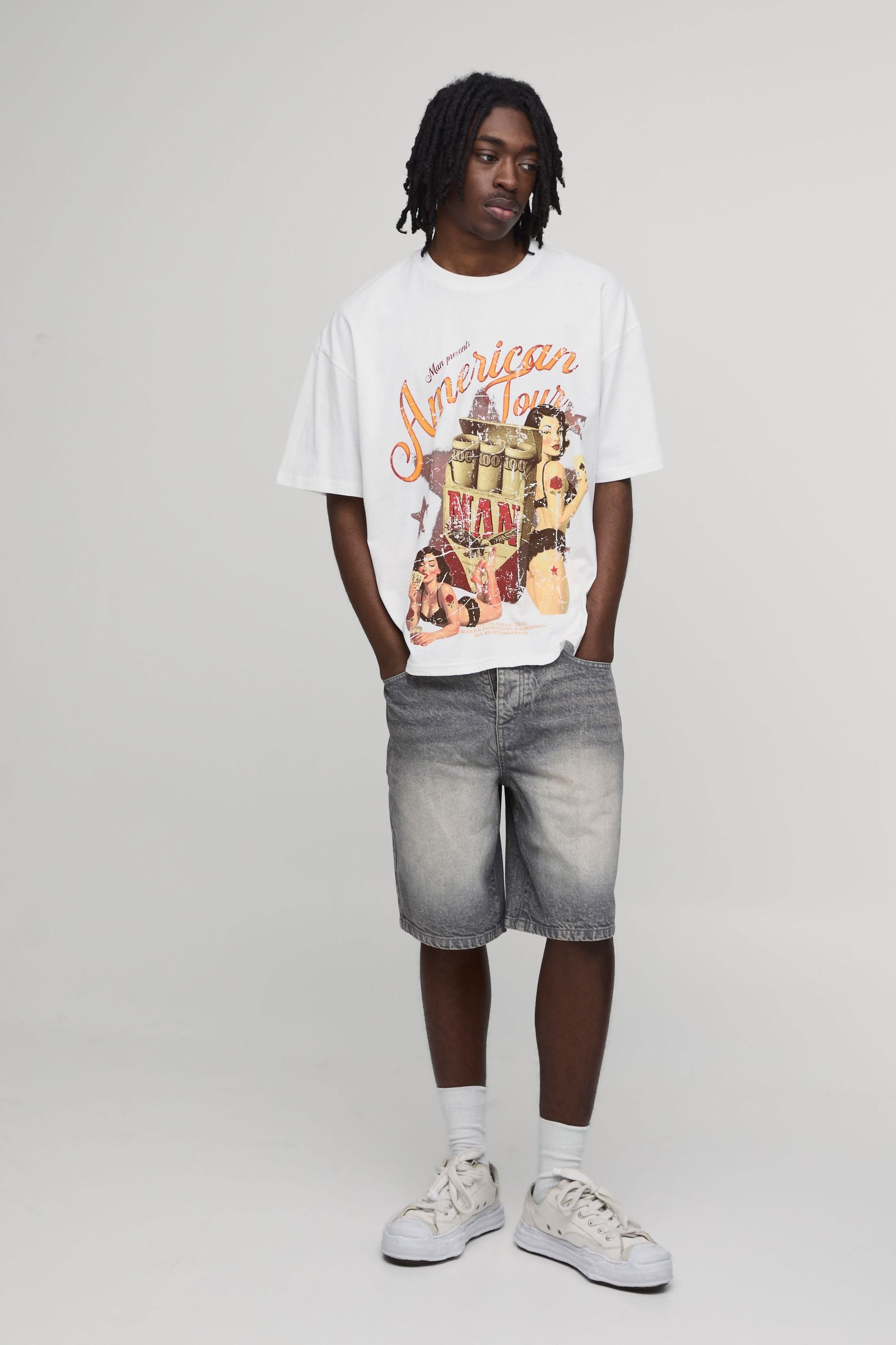 Short En Denim Rigide Coupe Décontractée