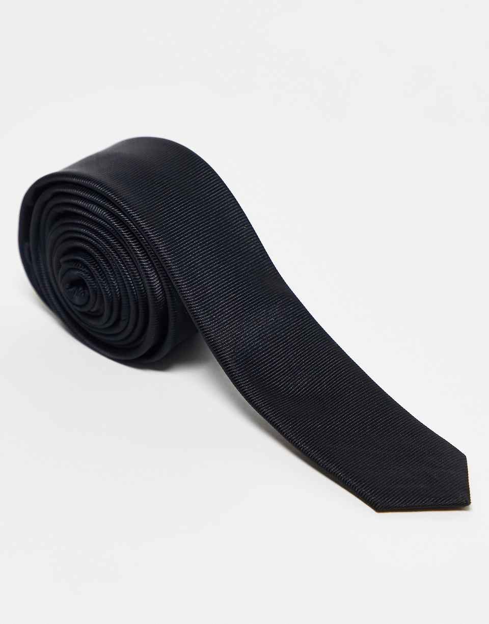Skinny satin tie - Black