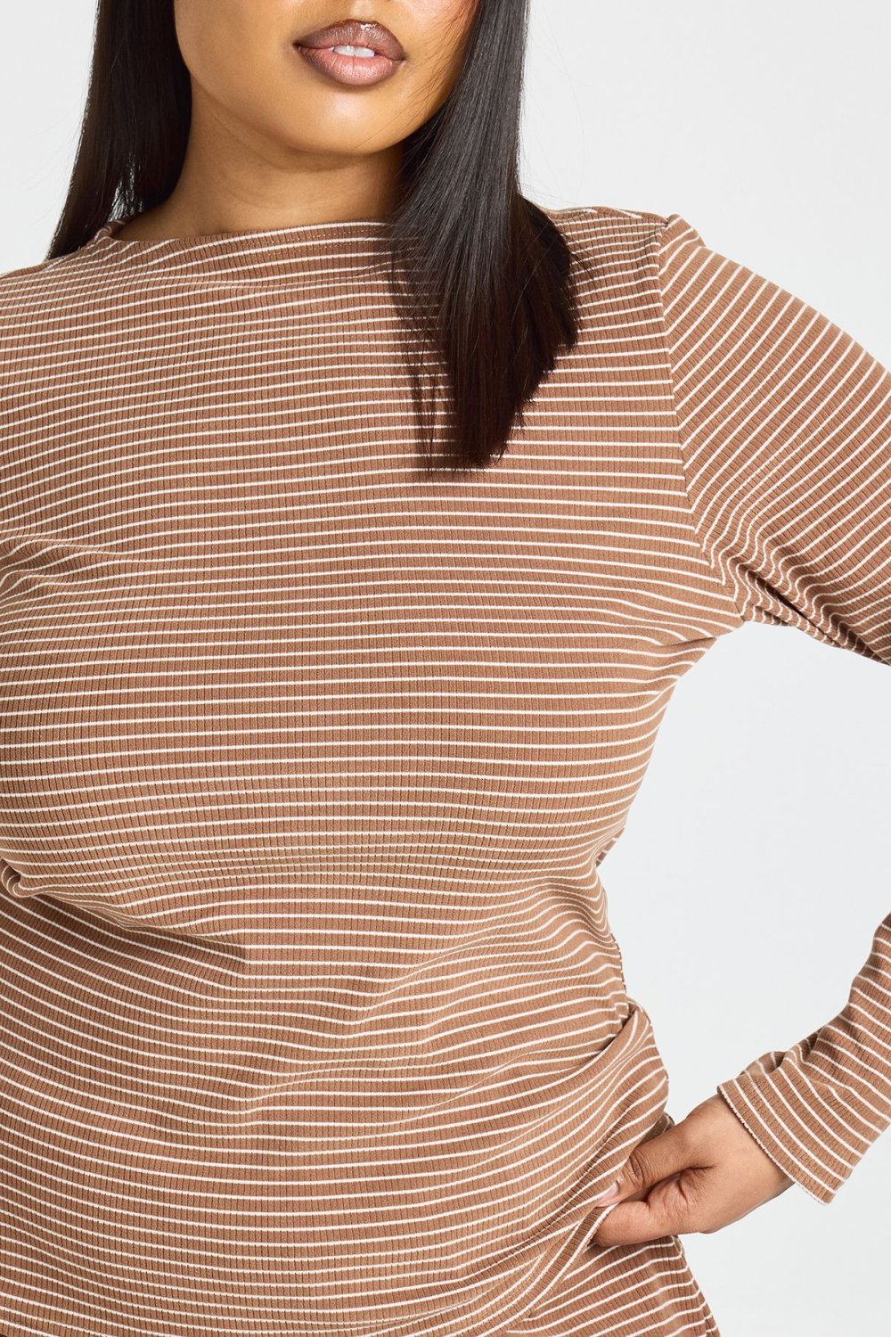 Striped ribbed top and shorts pyjama set - Plus size