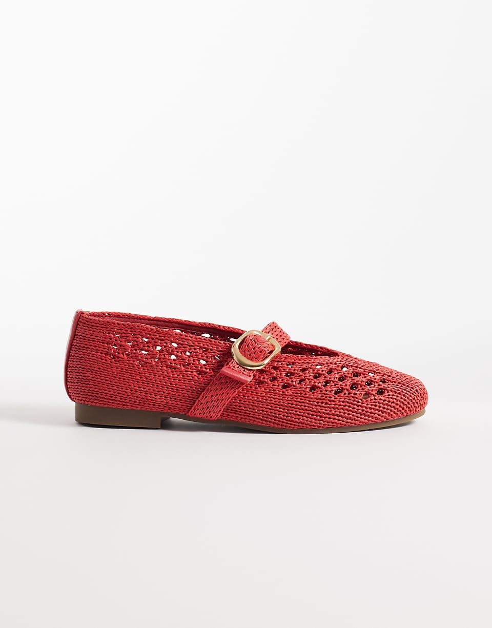 Ballerines tressées à boucle - Rouge