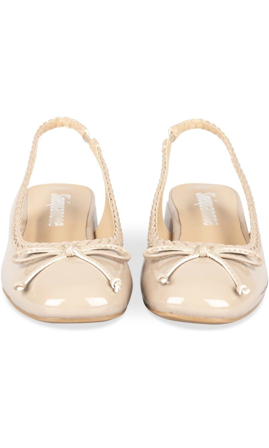 Slingbacks vernis à nœud beiges