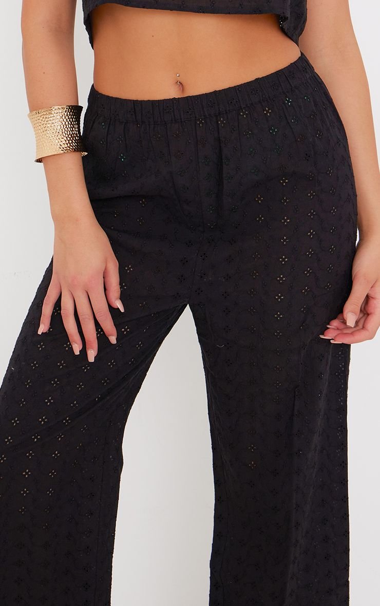 Pantalon large b broderie anglaise