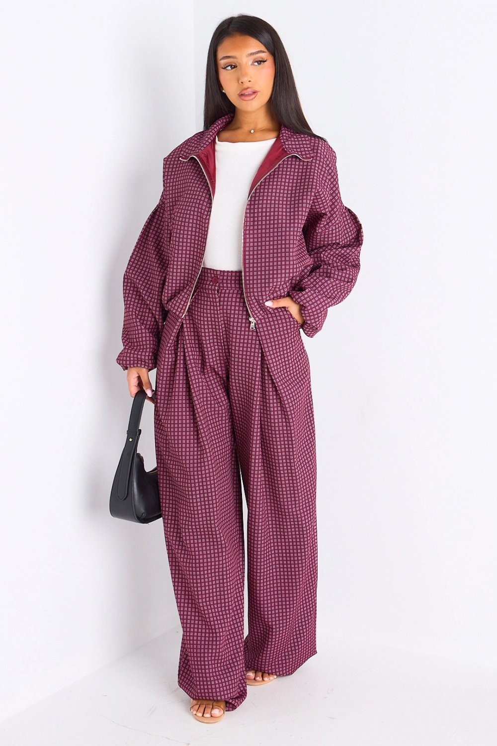 Ensemble veste w pantalon large carreaux 7mer