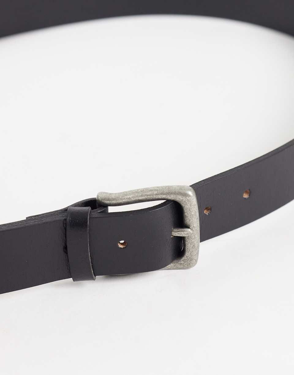 Ceinture en cuir à boucle carrée - Noir