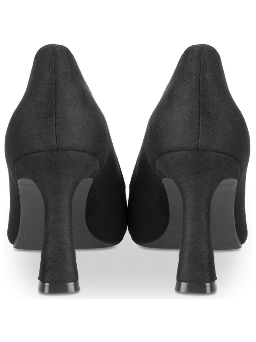 Black pointed flared stiletto pumps