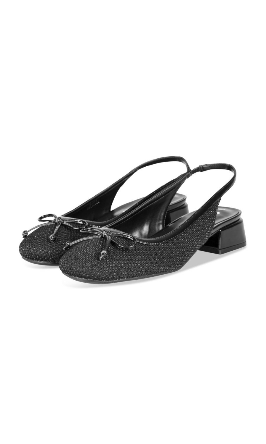 Slingbacks pailletés à nœud noirs