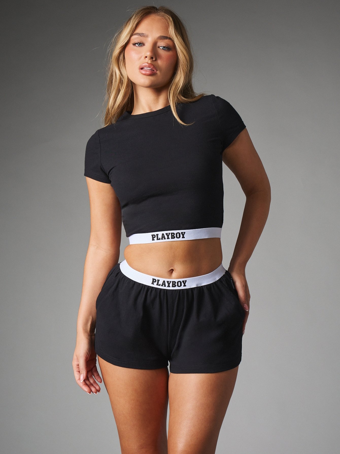 T-shirt court à élastique logo
