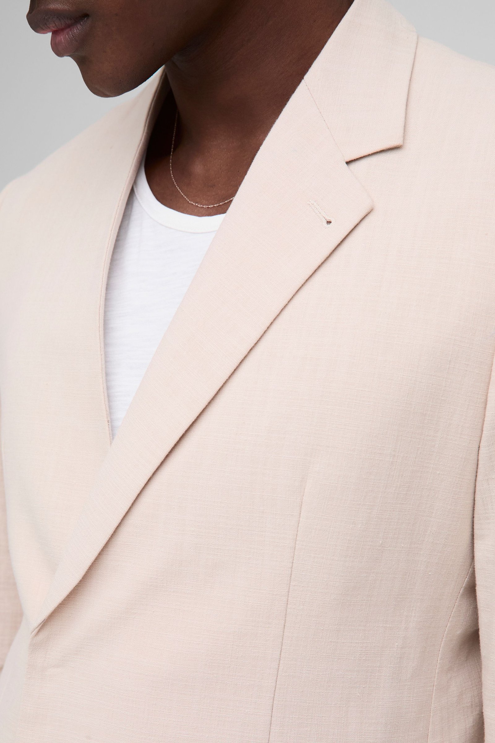 Blazer droit en lin mélangé
