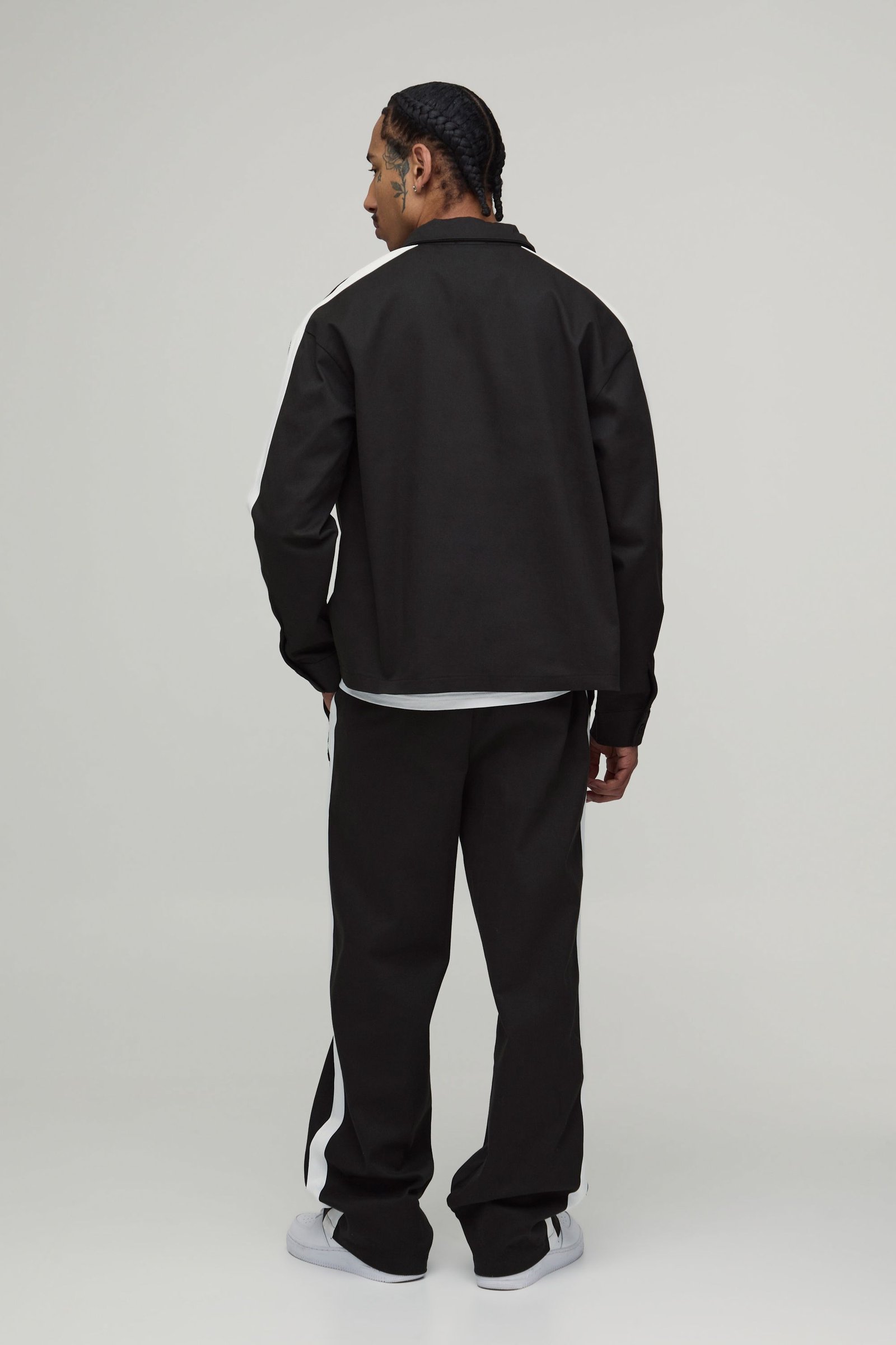 Zip-up overshirt and balloon trousers set