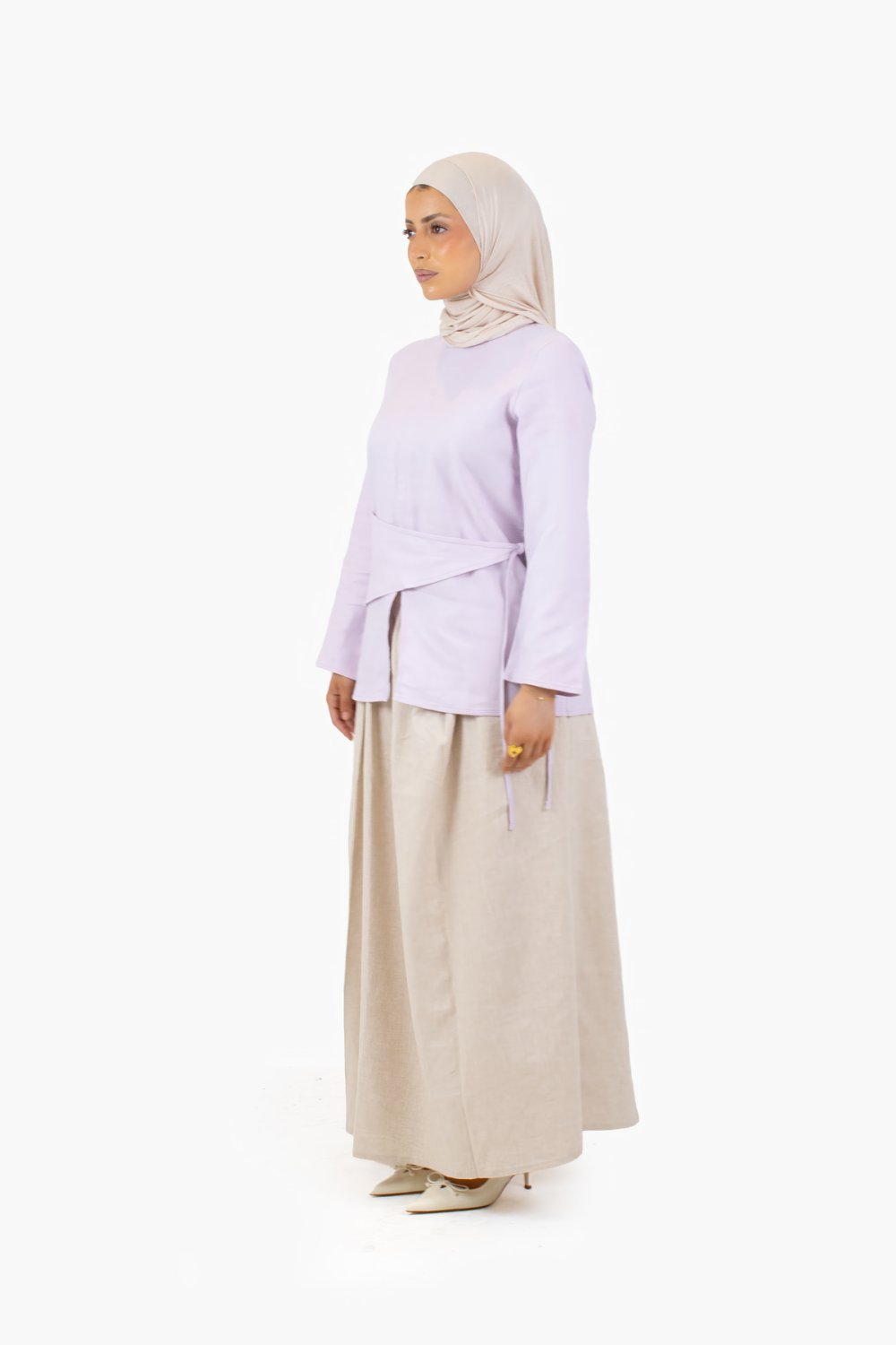 Haut portefeuille en lin et coton - Lilas