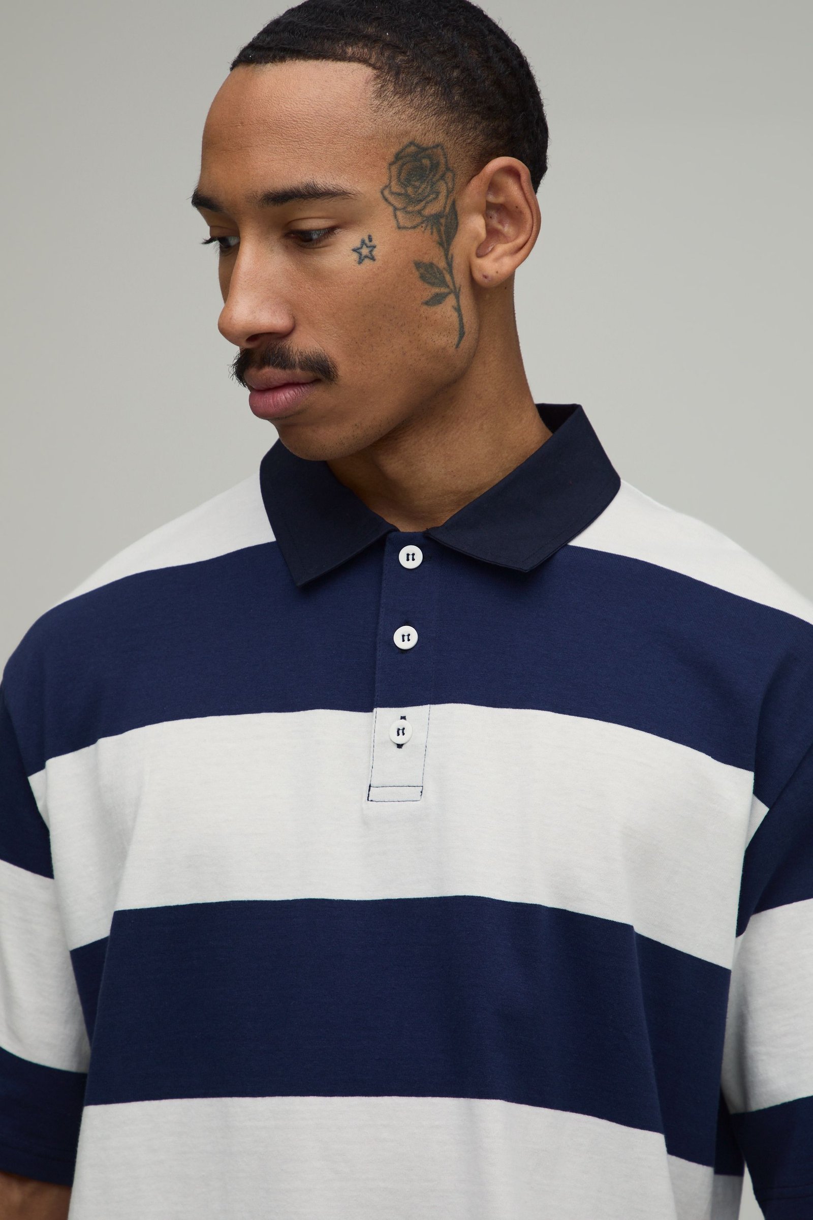Polo rugby rayé surdimensionné boxy