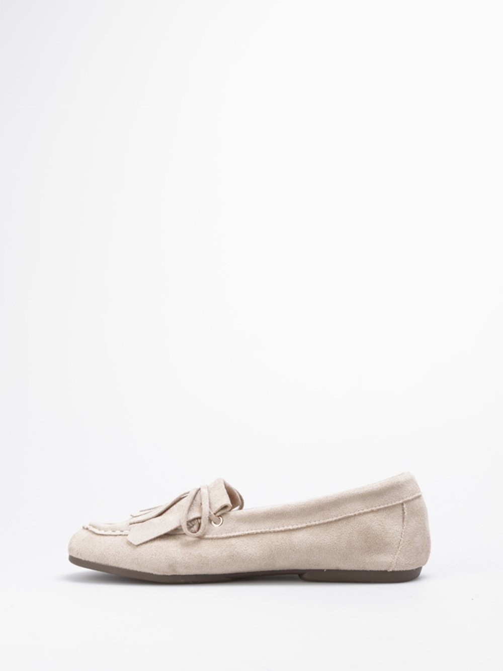 Mocassins suédine b franges taupe