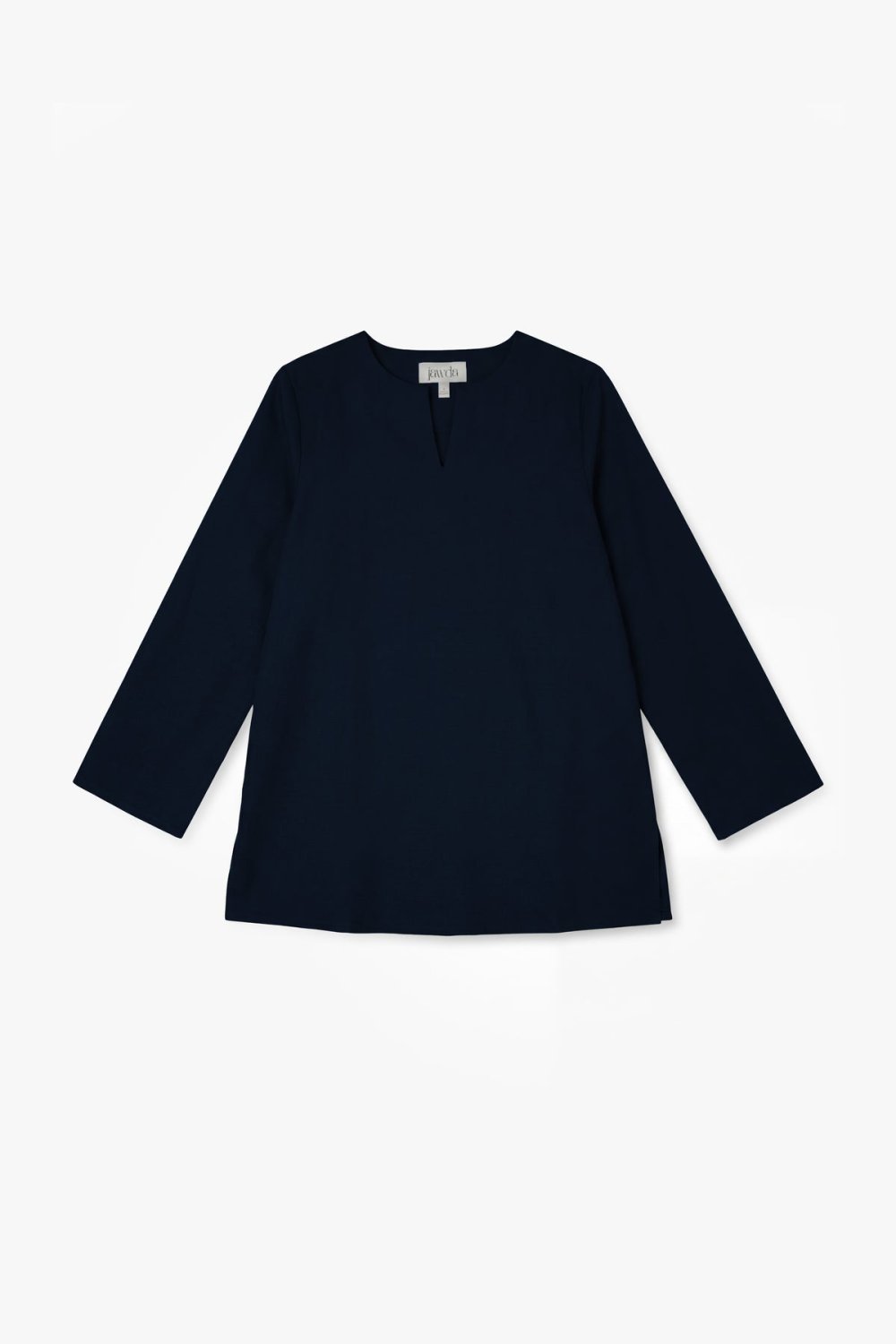 Split-neck cotton top - Navy