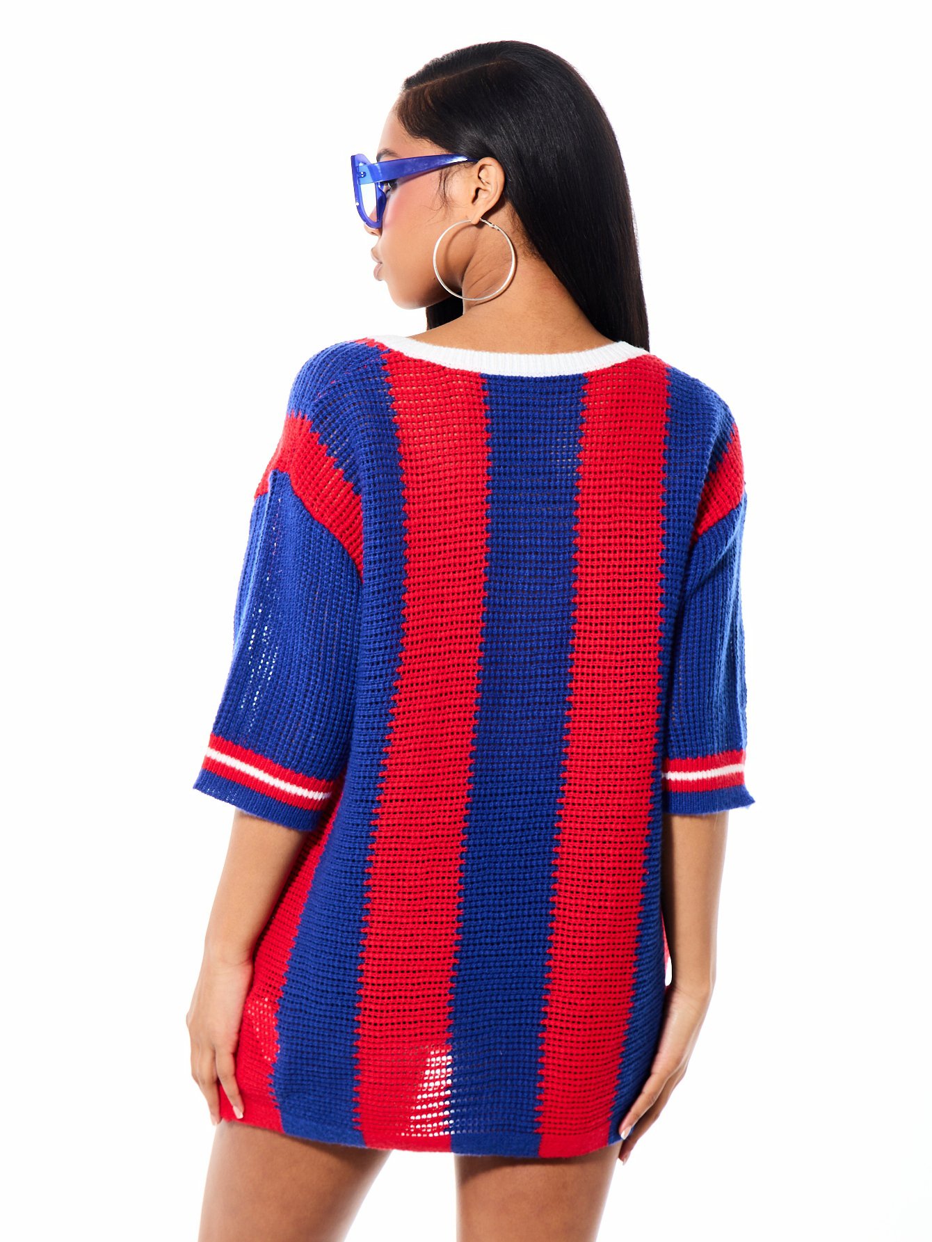 Top De Jersey En Maille Ajourée Surdimensionné Inspiré De L'équipe Nationale Du Chili
