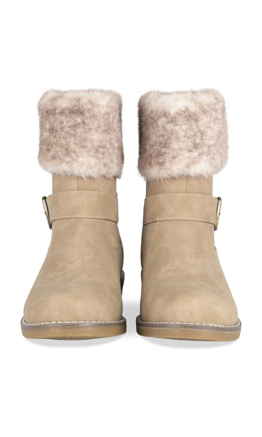 Bottines col fourrure w boucle taupe