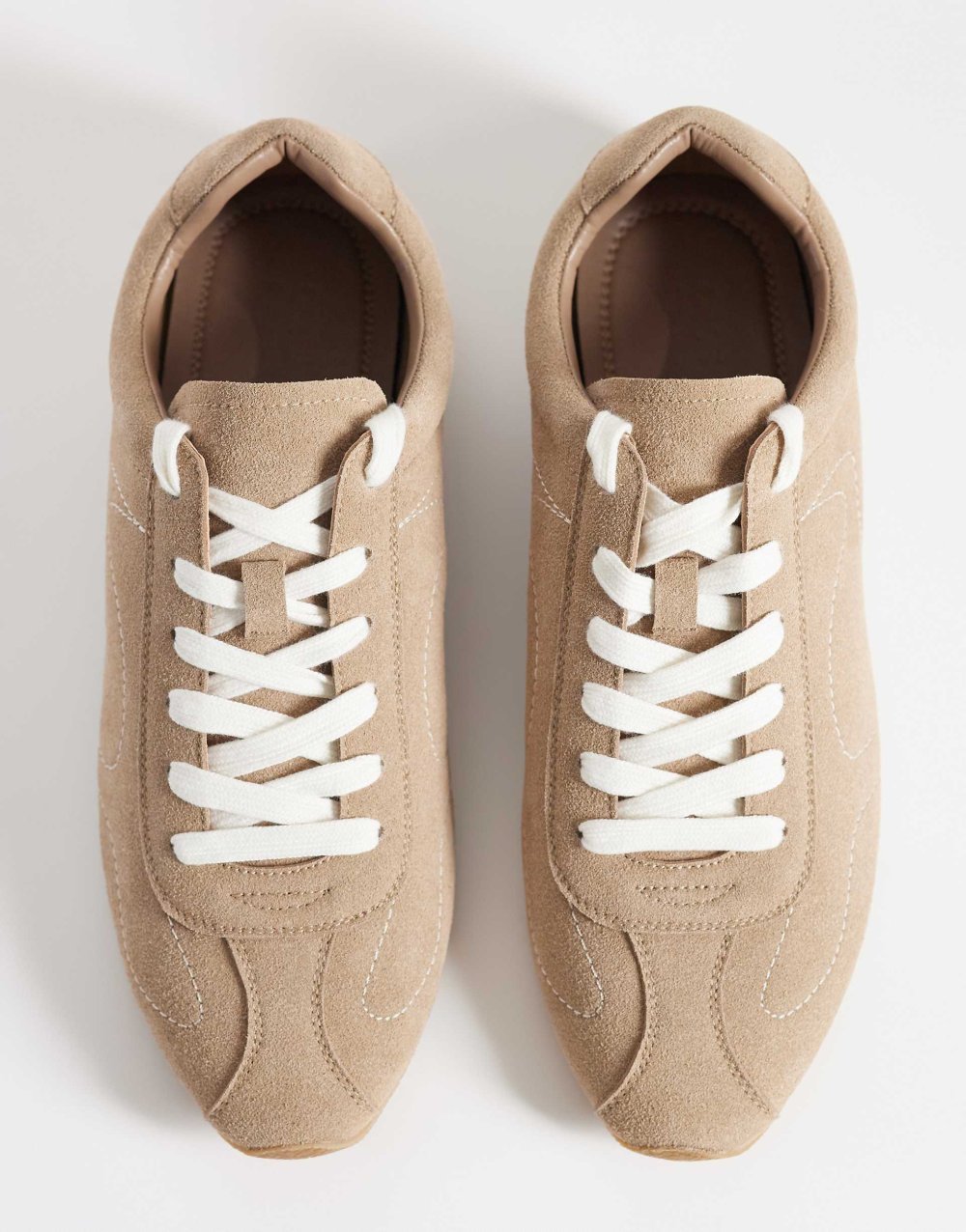 Baskets rétro f suédine beige