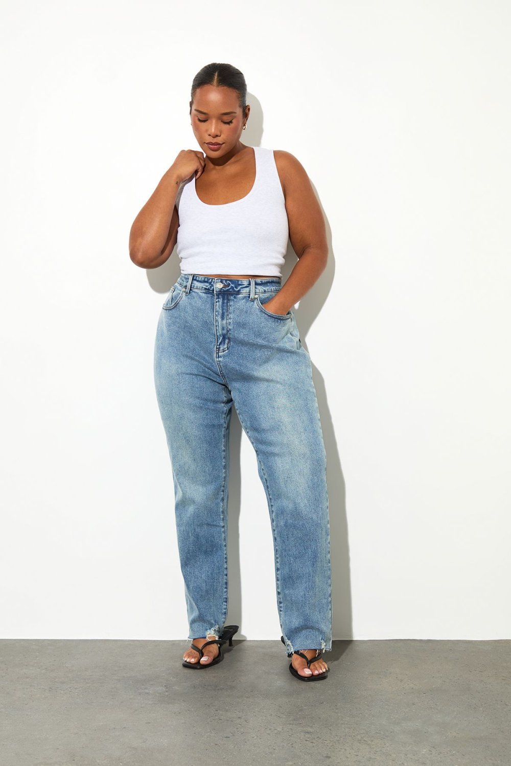Jean mom bleu vintage - Grande taille