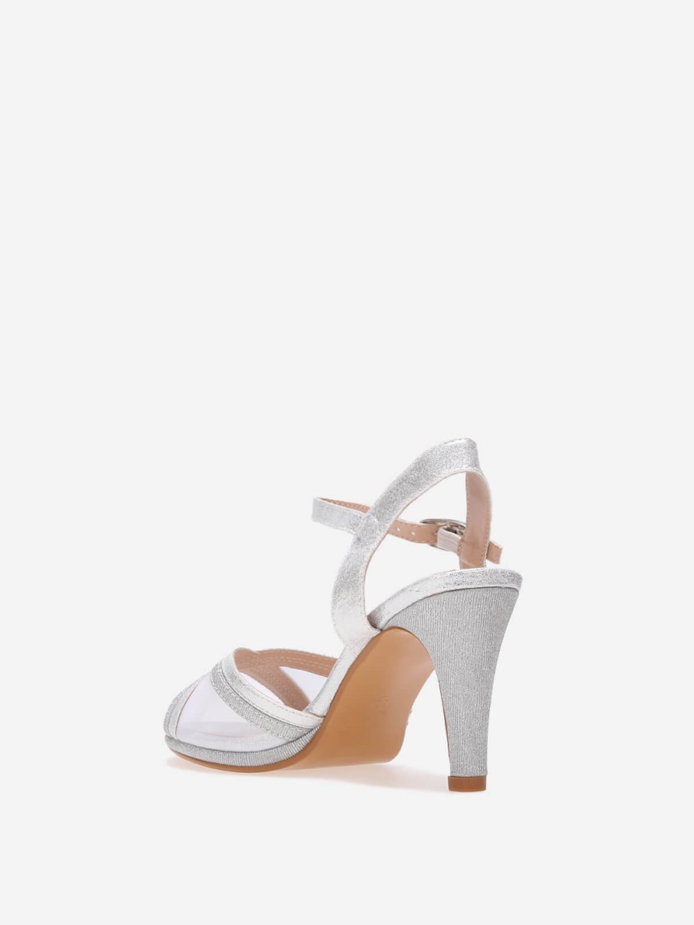 Silver glitter sandals with tulle straps