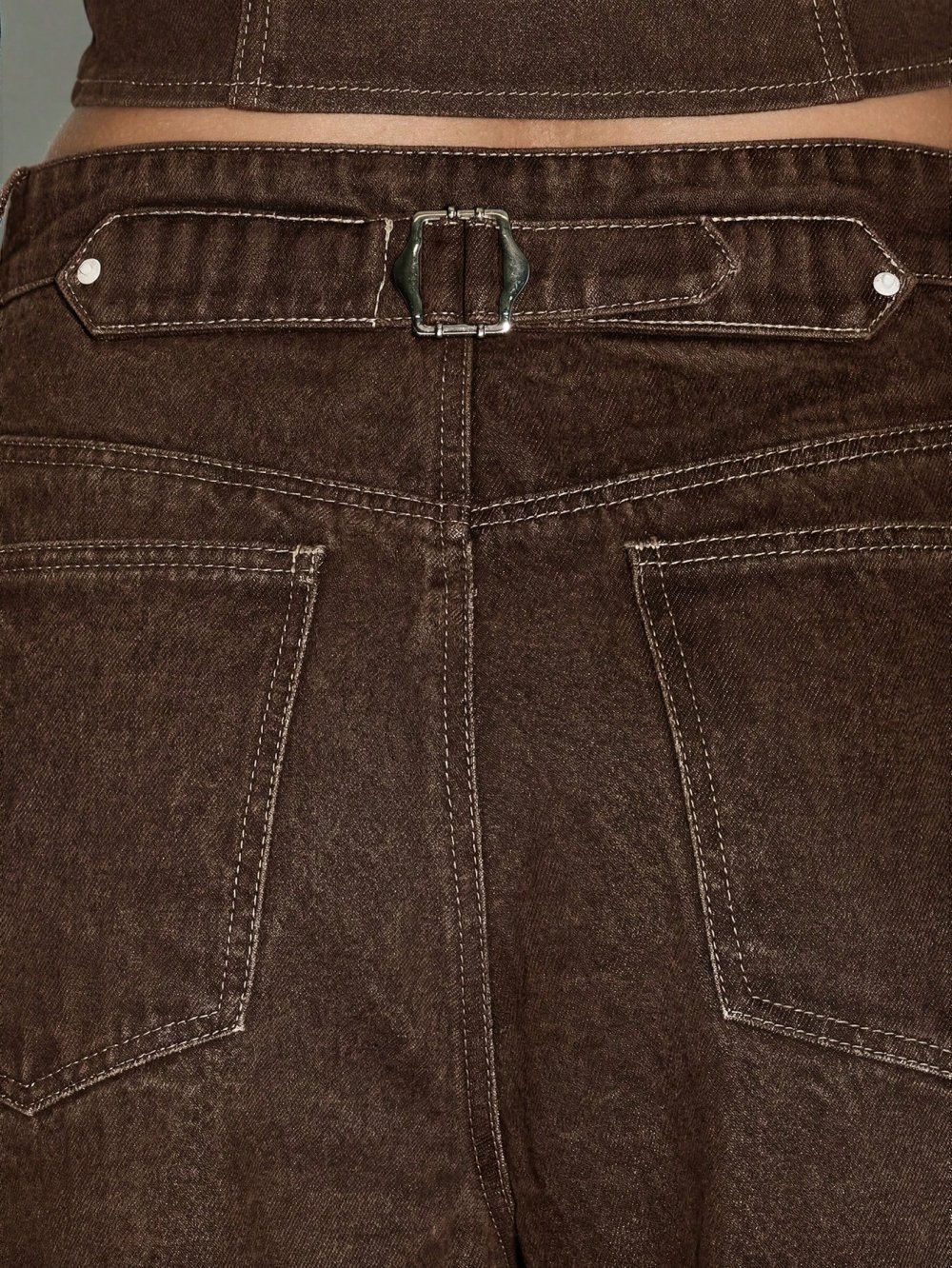 Dark brown high-waisted flared jeans