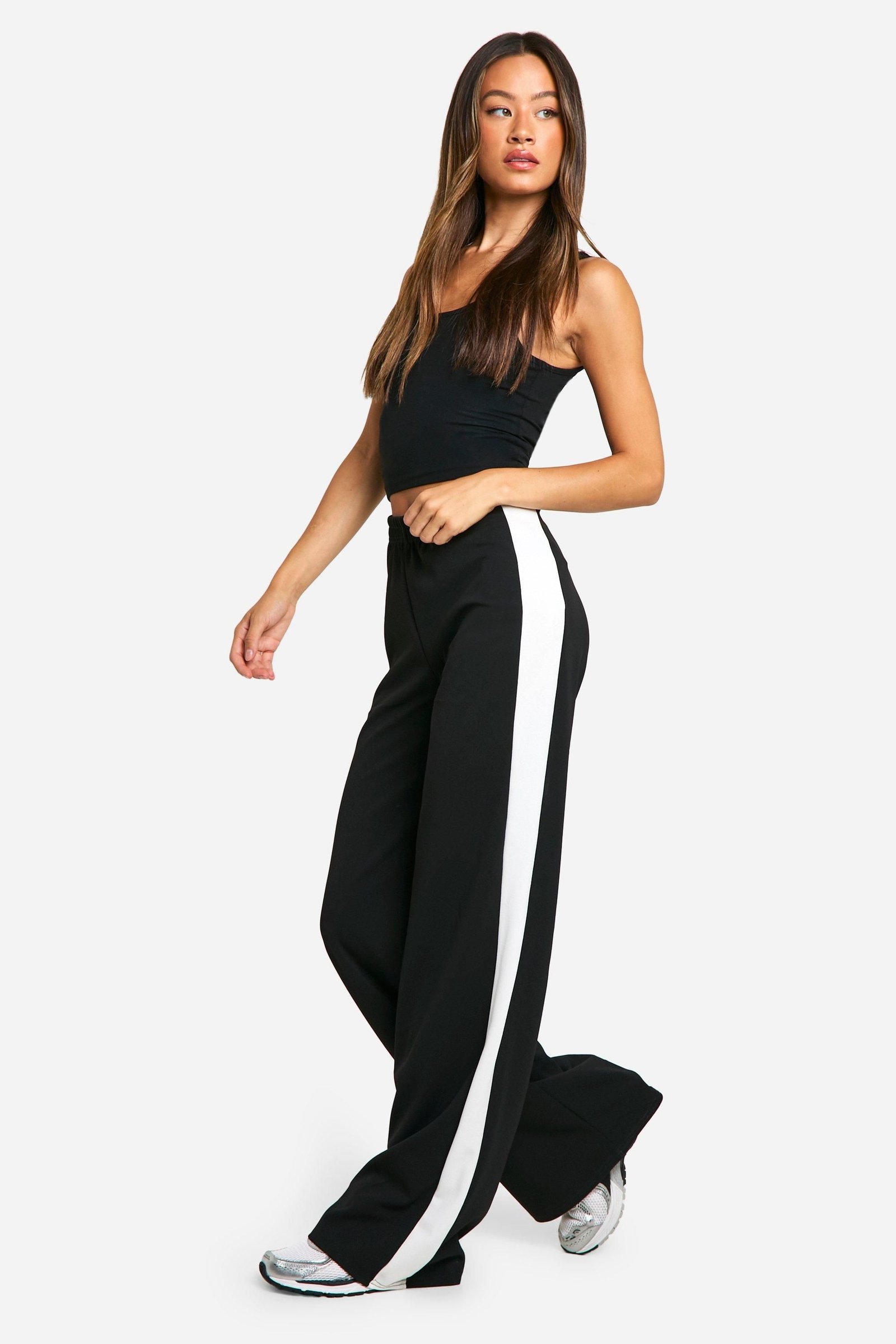 Pantalon large à rayures contrastées - Grande taille