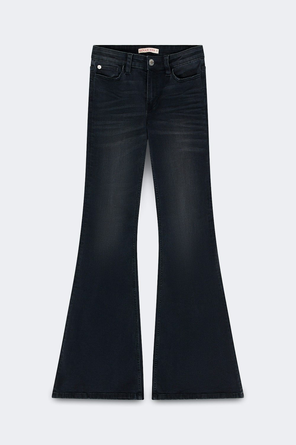 Black mid-rise flared jeans
