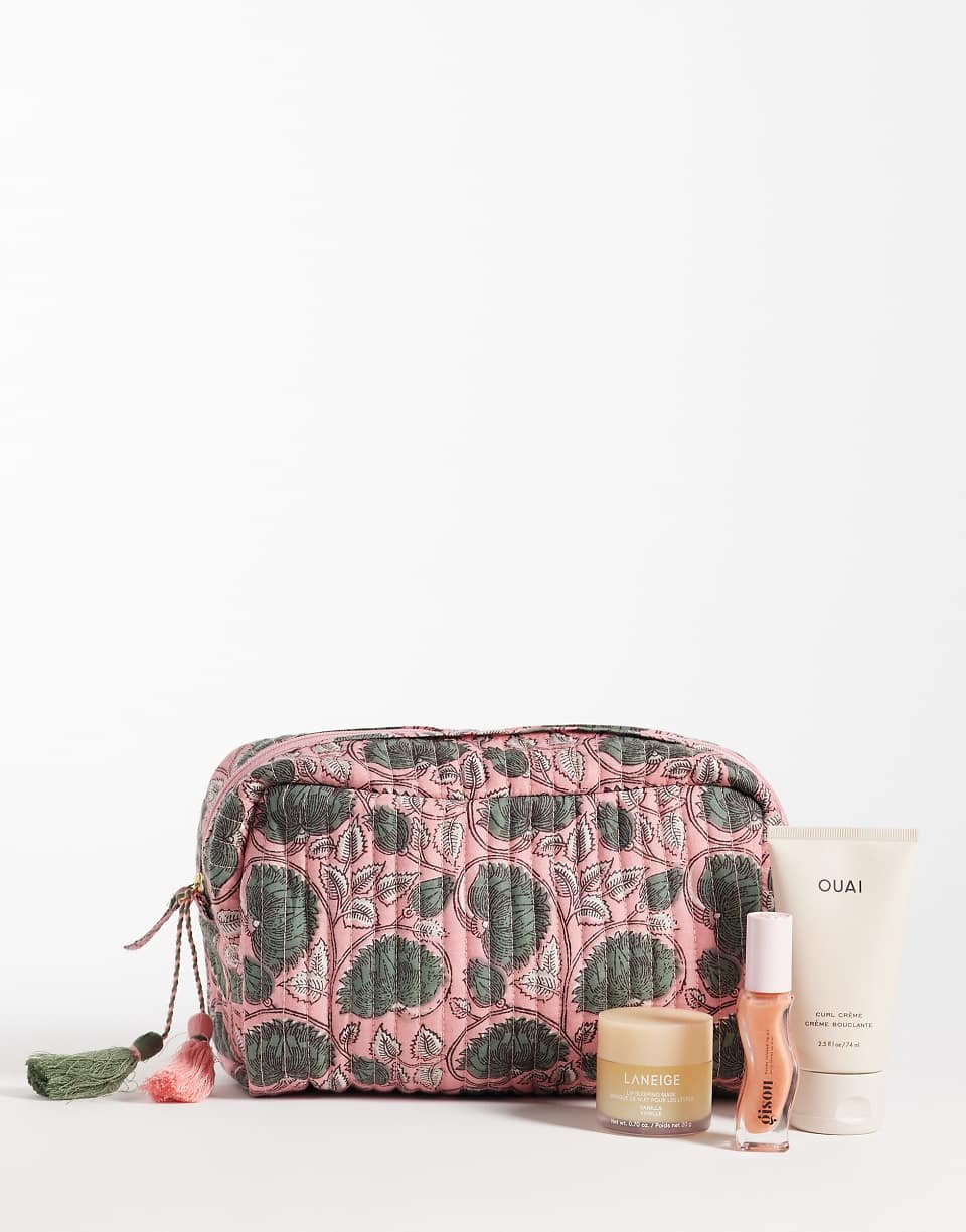 Trousse dyal maquillage b imprimé nwar rose o khder