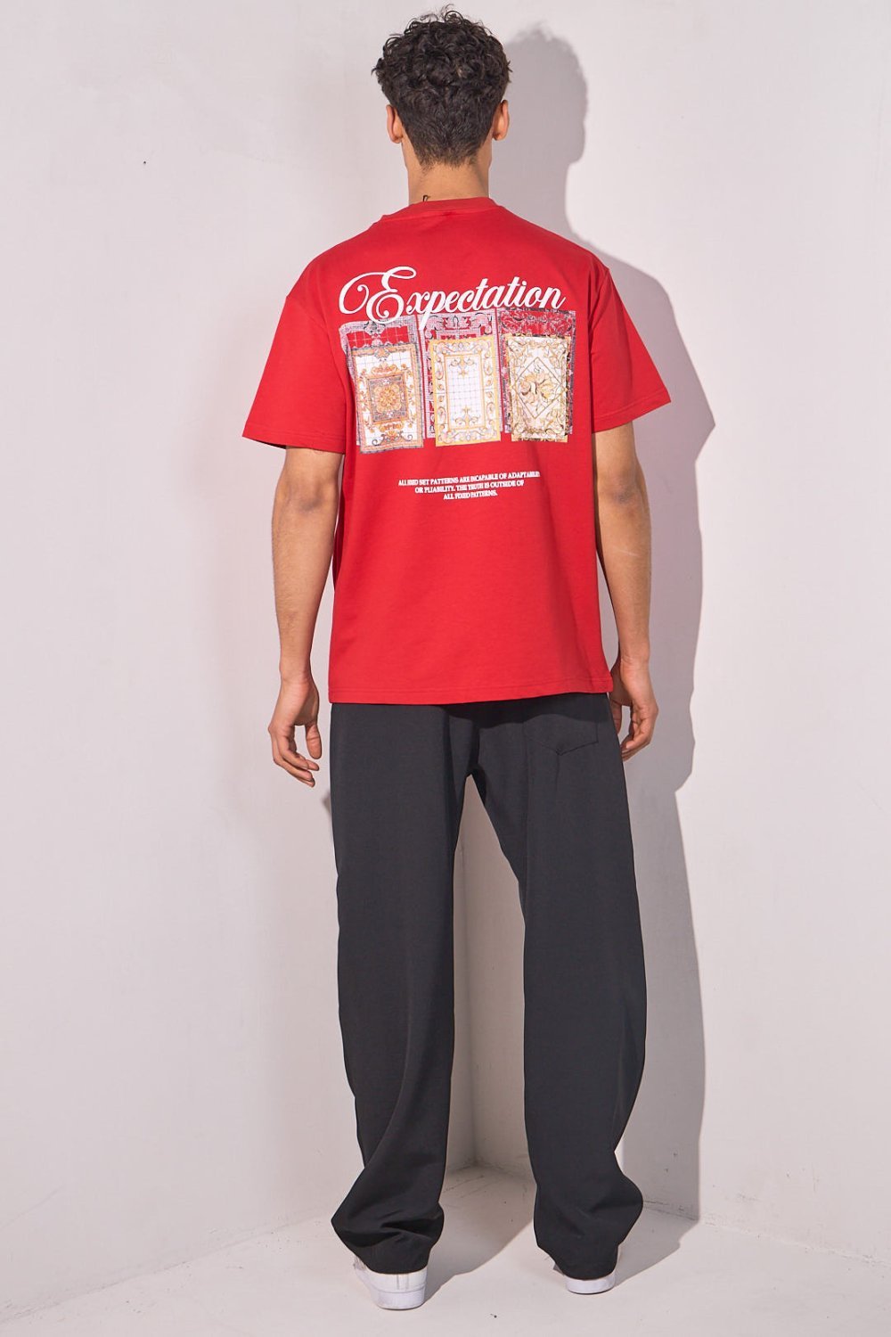 T-shirt ample imprimé Expectation rouge