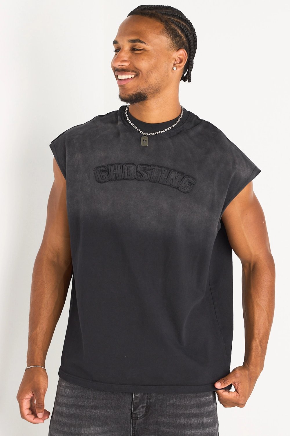 T-shirt bla manches large b ktaba k7el