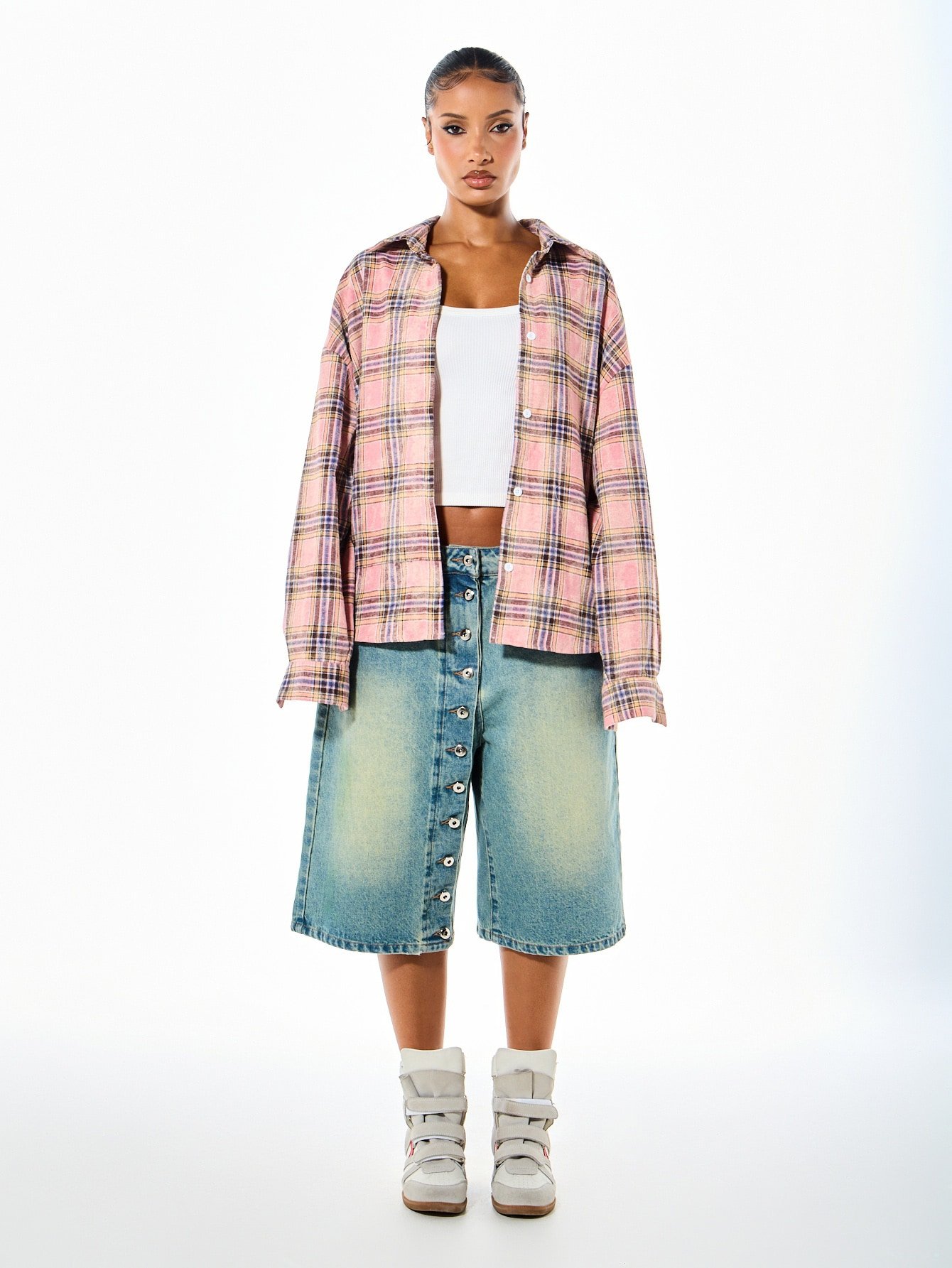 Chemise flanelle carreaux oversize 9sira b imprimé f dher