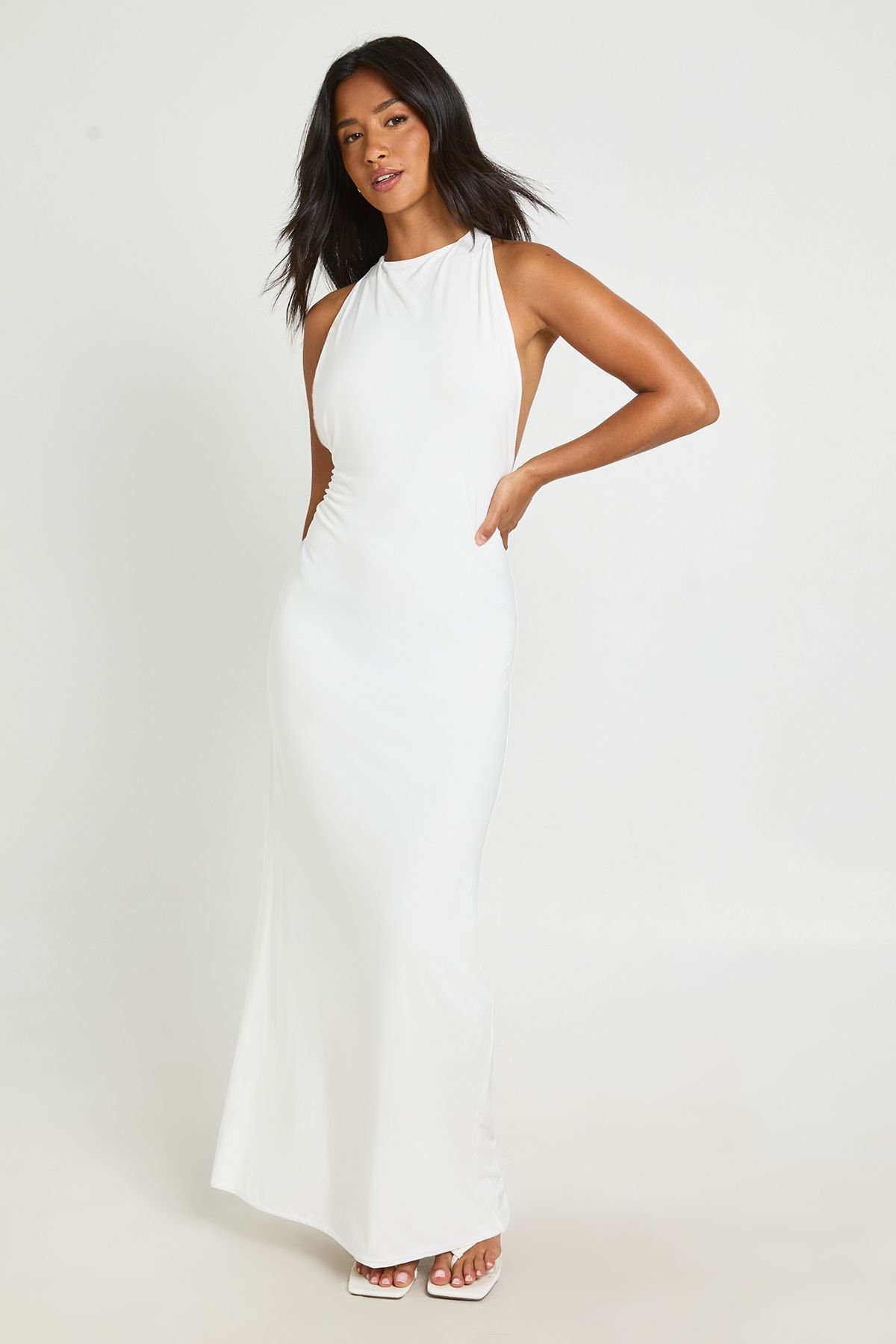 Robe maxi moulante dos nu à col licou - Petite