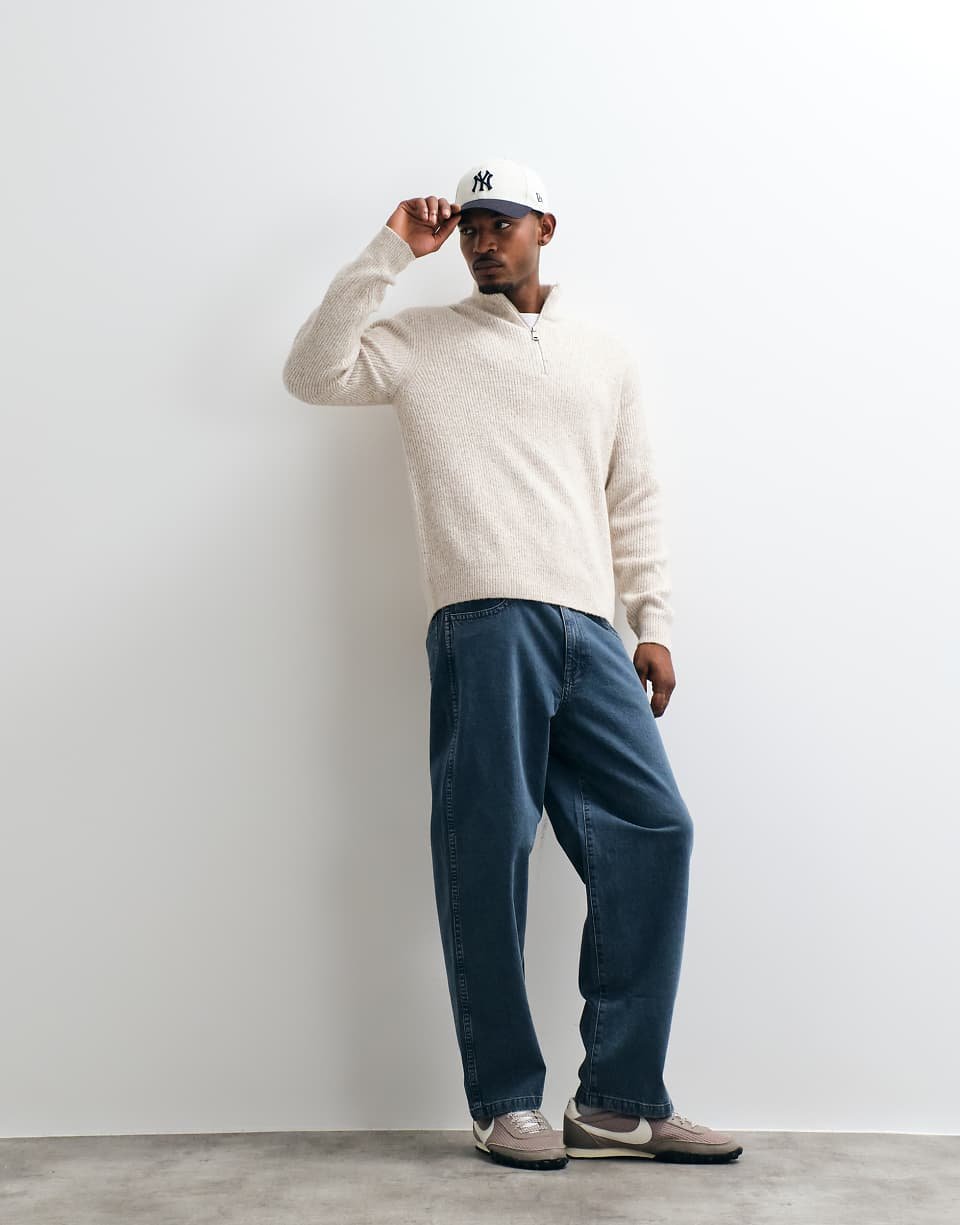 Pull oversize mzghbb b demi-zip - Crème