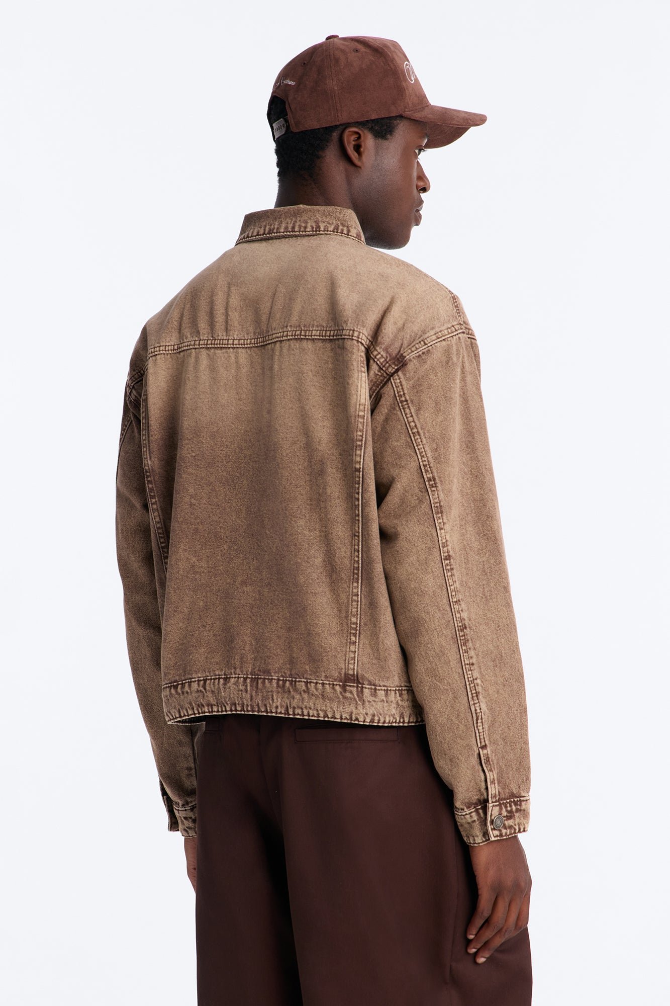 Relaxed Trucker Denim Jacket Washed Brown