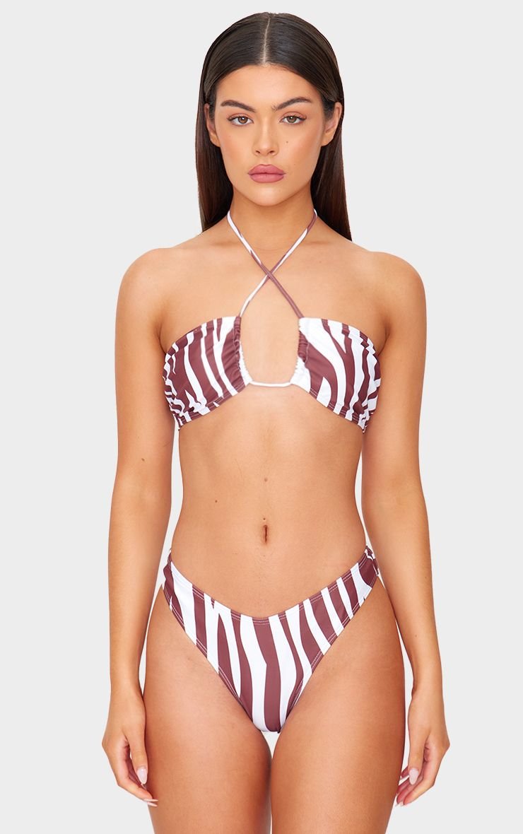 Haut De Bikini À Imprimé Zèbre Avec Liens À Nouer Au Cou