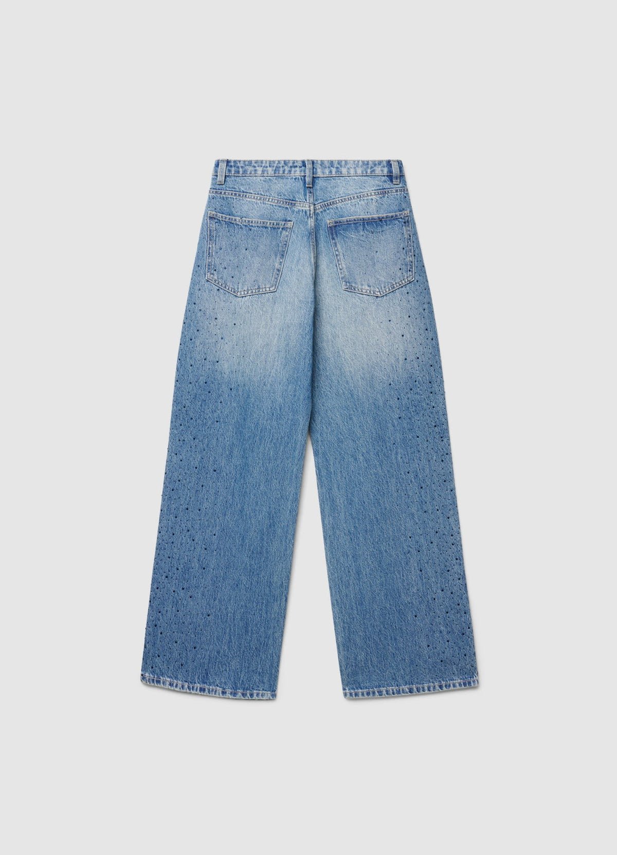Wide-leg jeans with side rhinestones