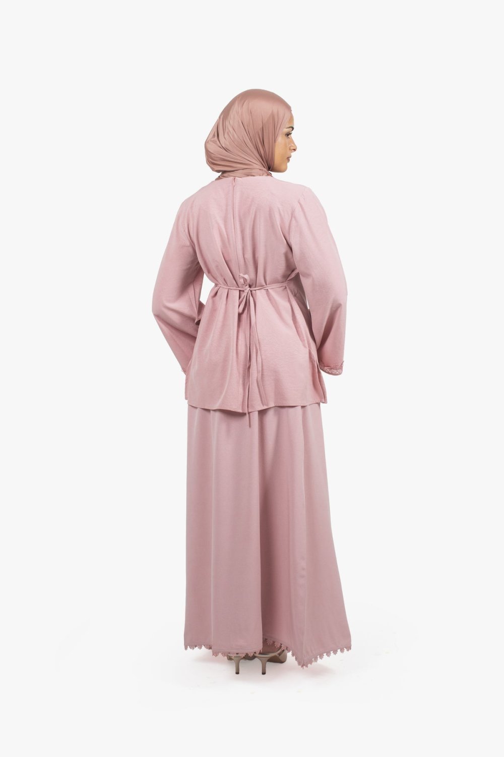 Haut twil crêpe b dentelle f lkmam - Rose poudré