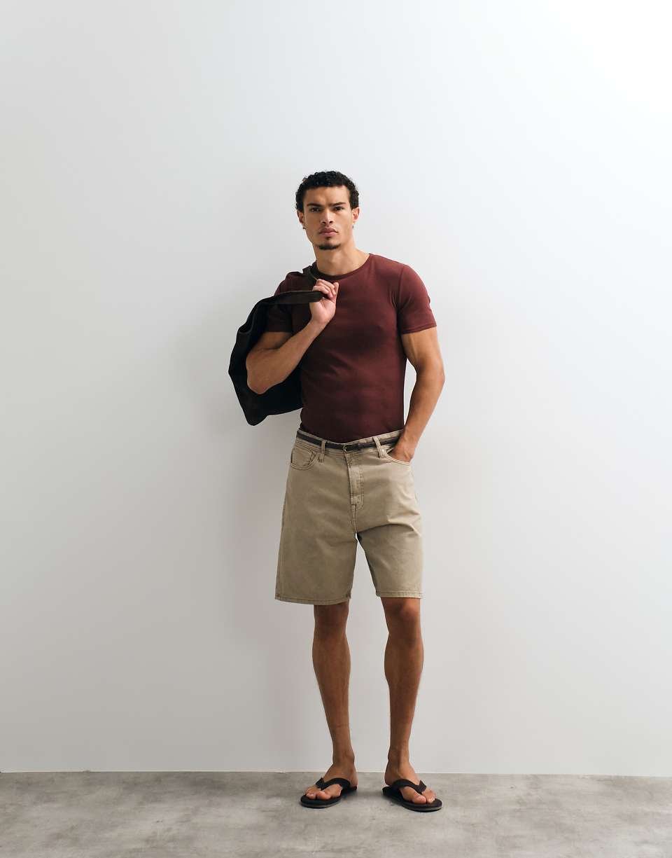 Tony - Short ample en jean - Beige