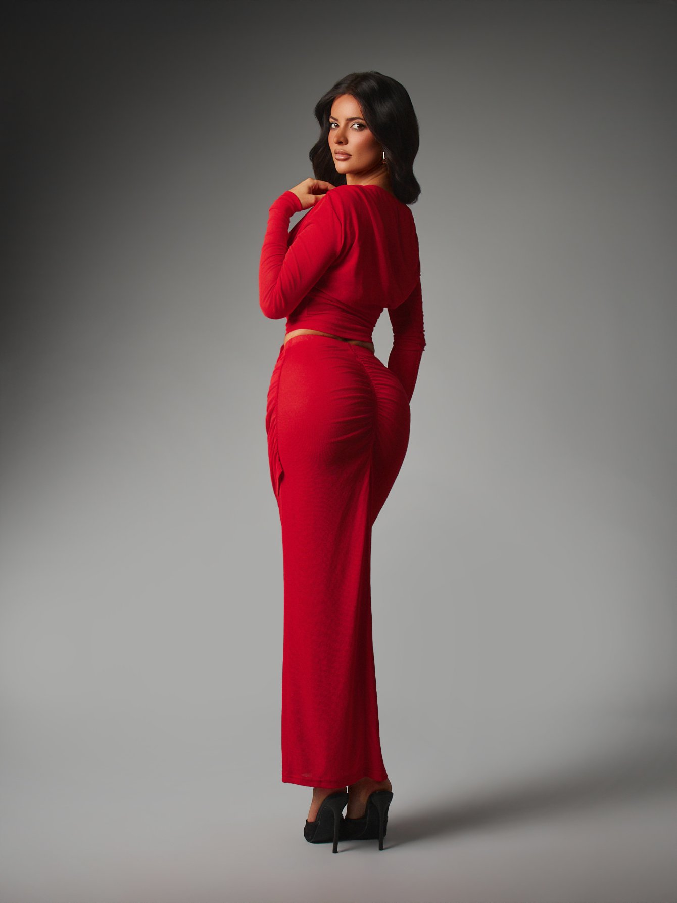 Ensemble crop top froncé w jupe twila moulante