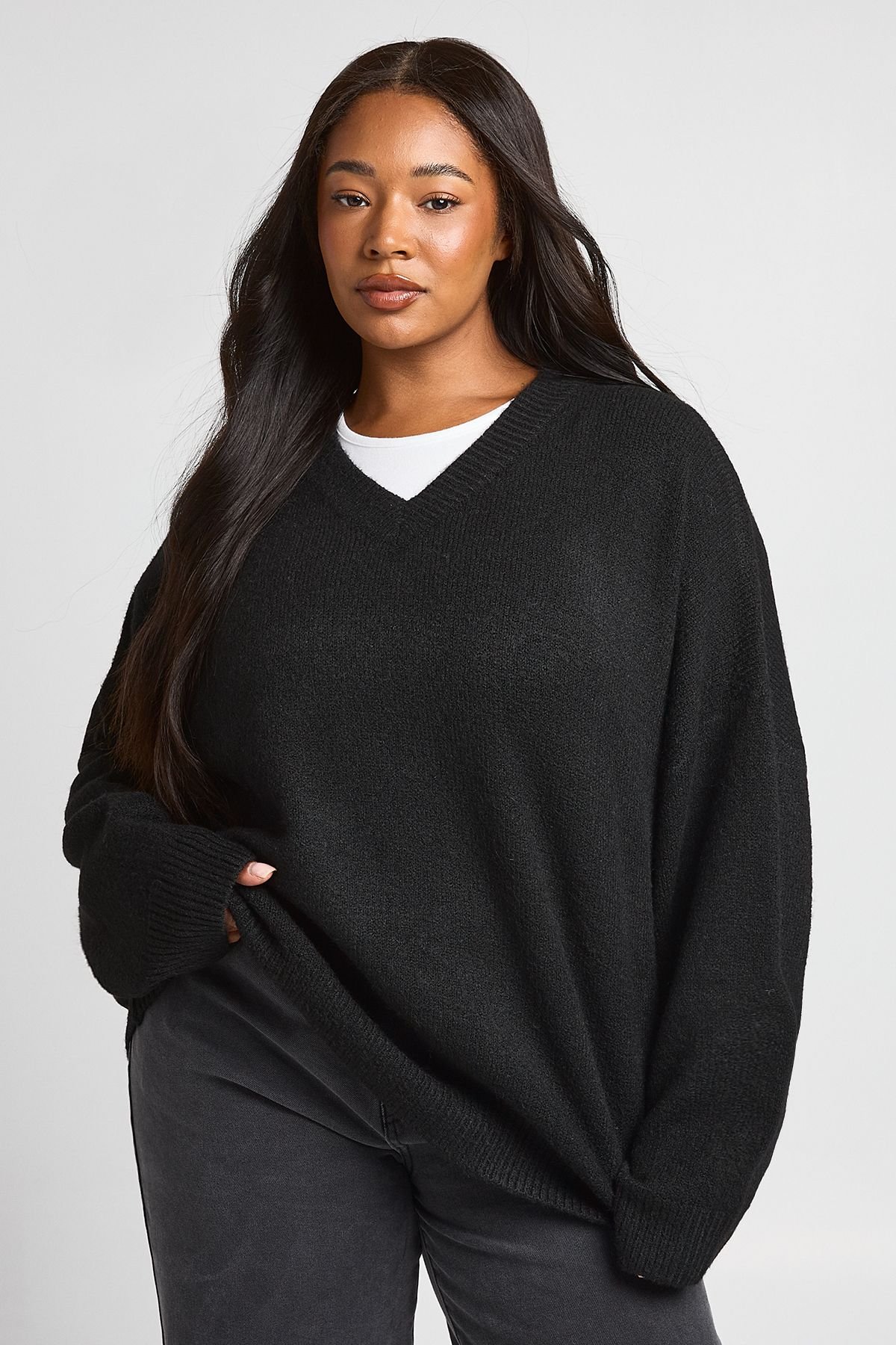 Pull oversize col v super doux - Grande taille