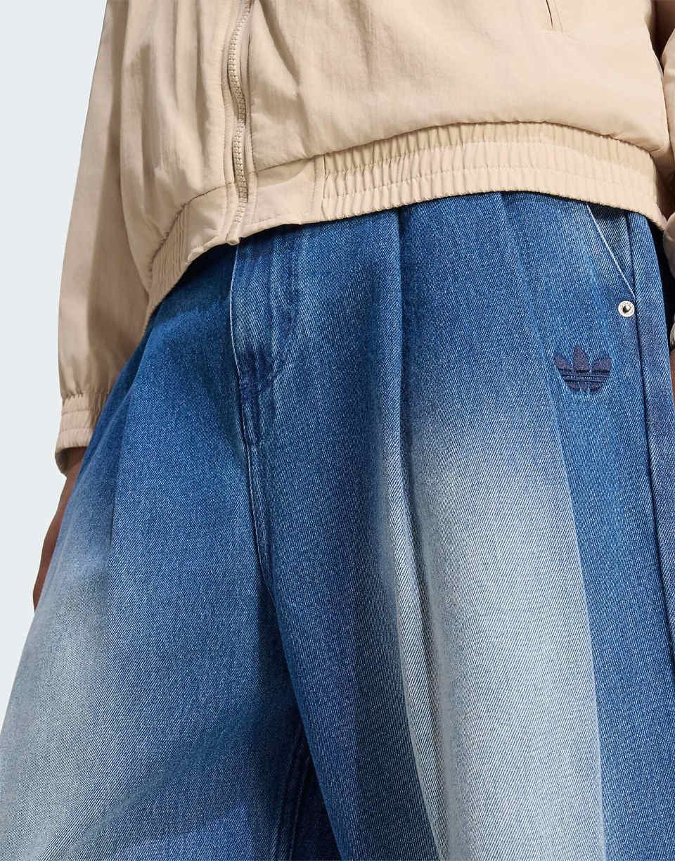Jean large taille mi-haute - Bleu denim