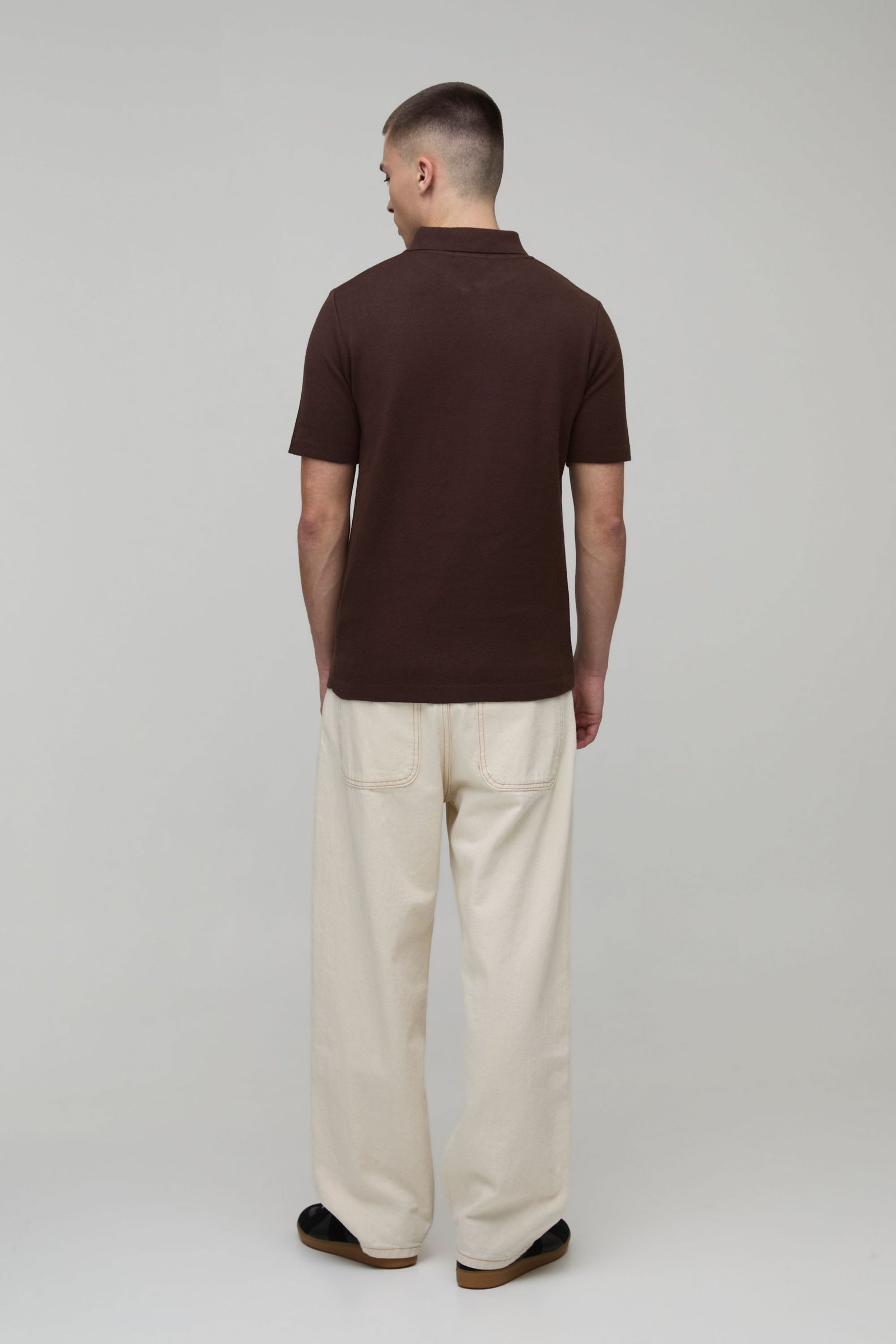 Polo triko ajusté b zip f col