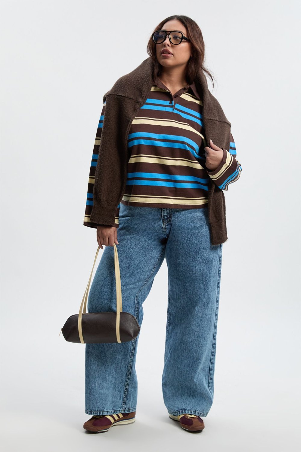 Jean large taille haute bleu clair - Grande taille