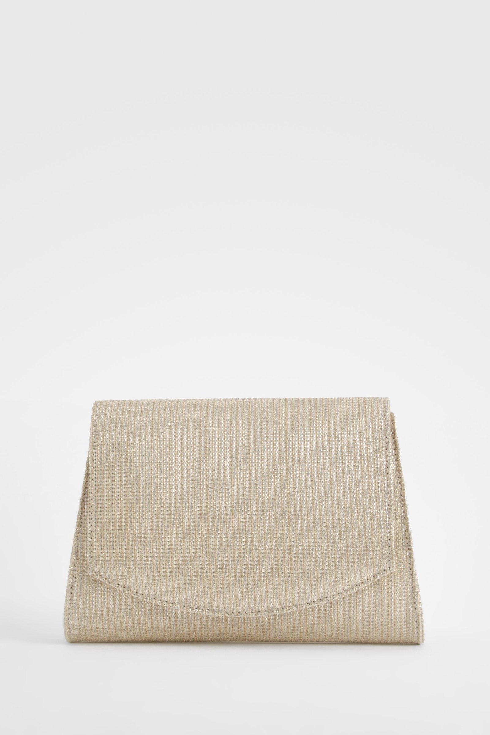 Gold glitter envelope clutch