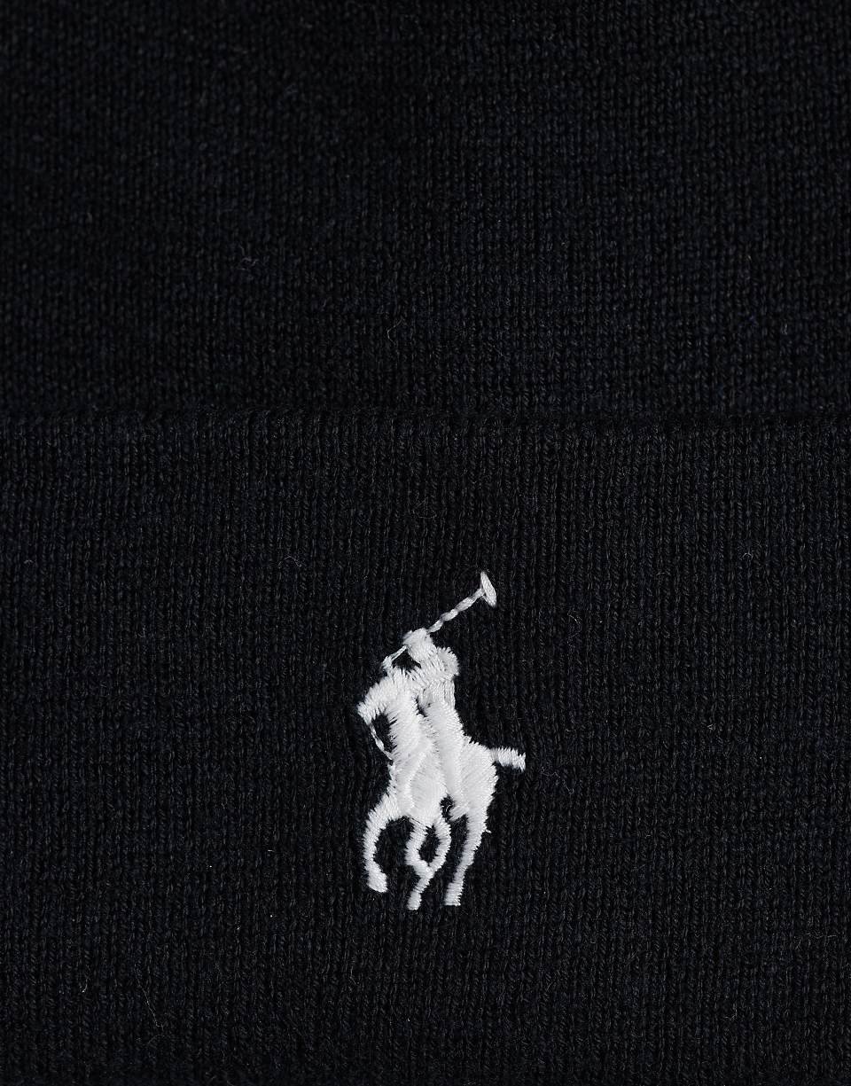 Bonnet en maille en laine mérinos avec logo icon noir