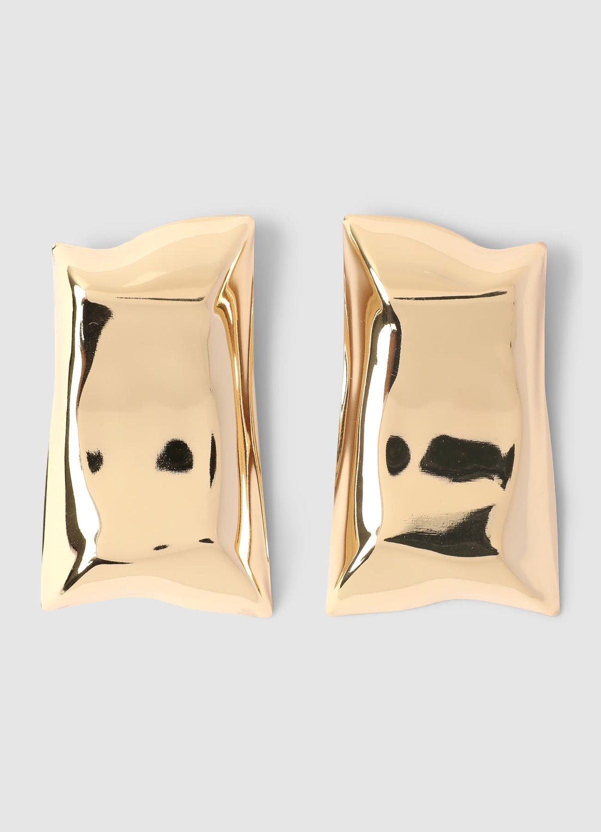 Large mirror-effect rectangular earrings