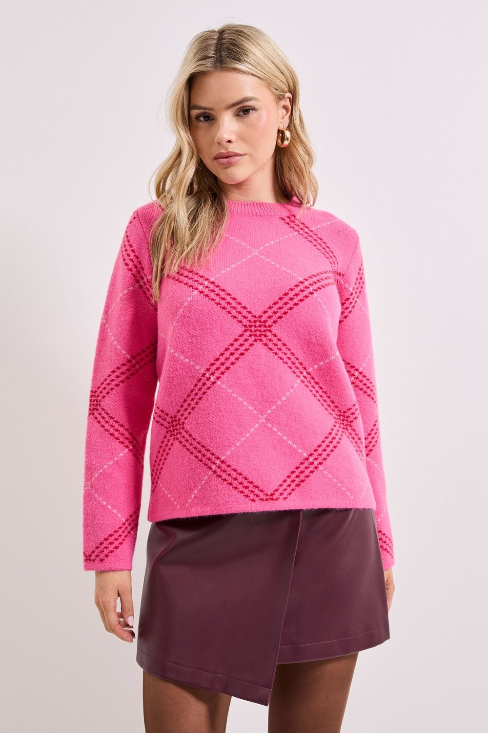 Pull rose b losanges