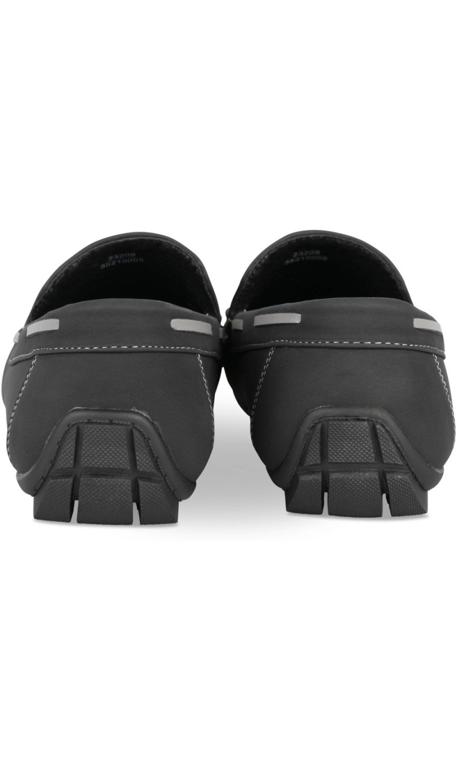 Black driving loafers, grey trim