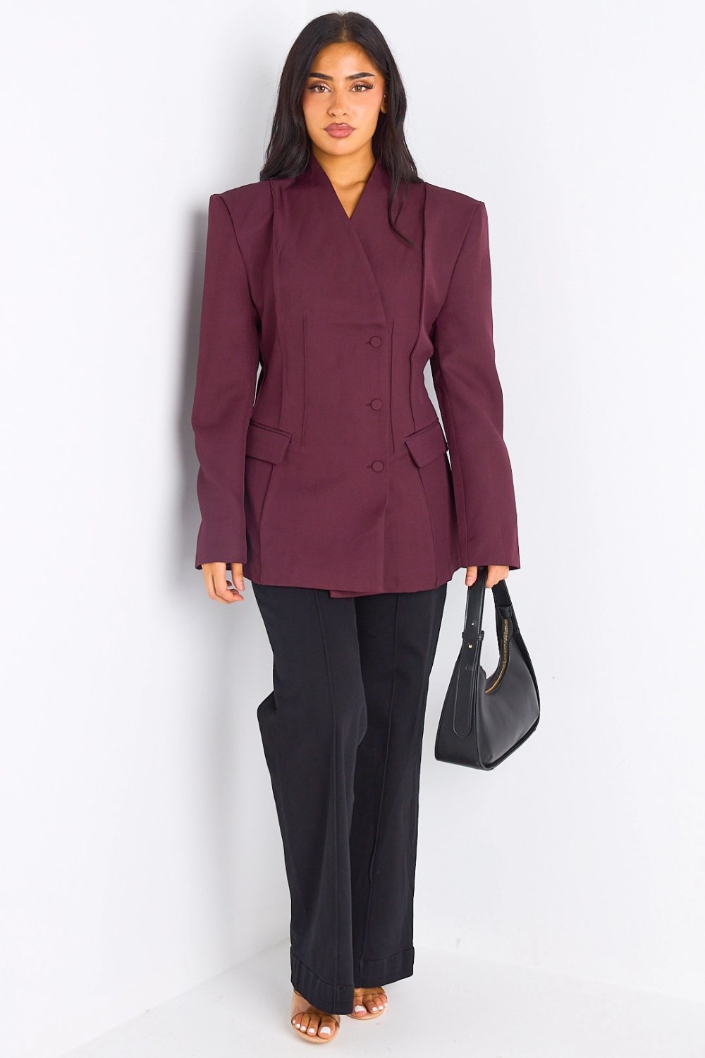 Veste blazer 9sira b épaulettes prune