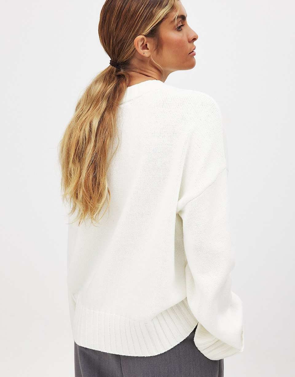 Pull tricot b kmam mtwiyin, écru